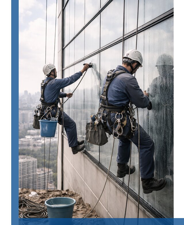 Профессиональная мойка фасадных окон альпинистами в Кашире