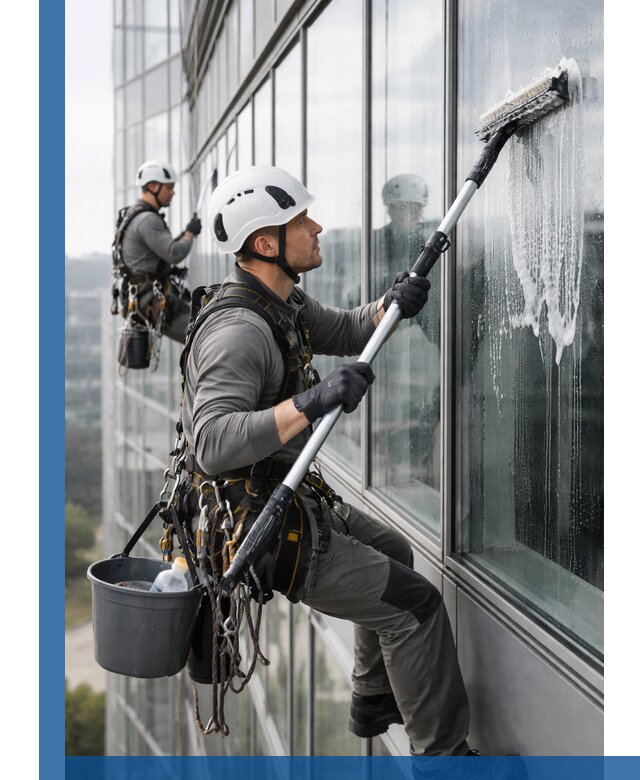 Высотная мойка сплошного остекления с выездом в Кашире