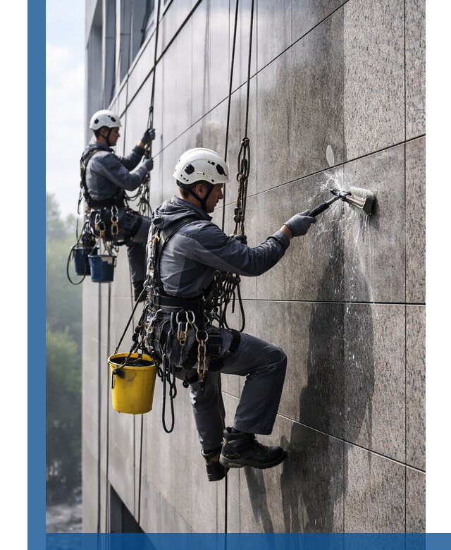 Профессиональная мойка фасада из керамогранита в Кашире