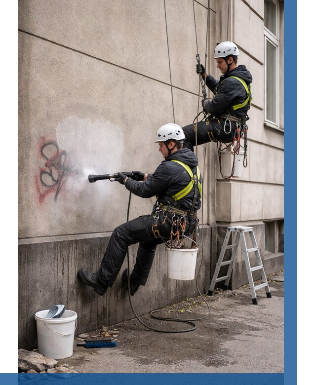 Удаление граффити с фасада в Кашире от 4686 р. | ВЫСОТНИК-Кшр