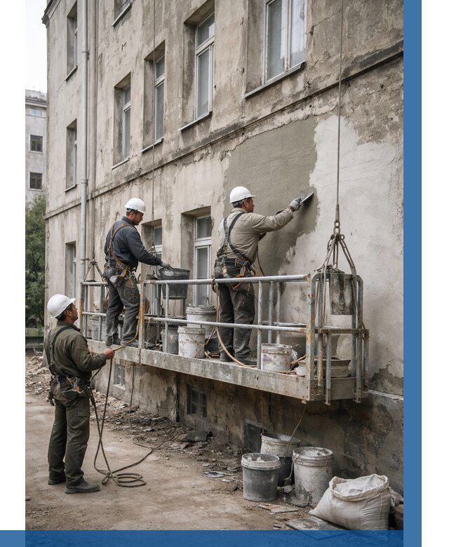 Капитальный ремонт фасада в Кашире от 4374 р. | ВЫСОТНИК-Кшр