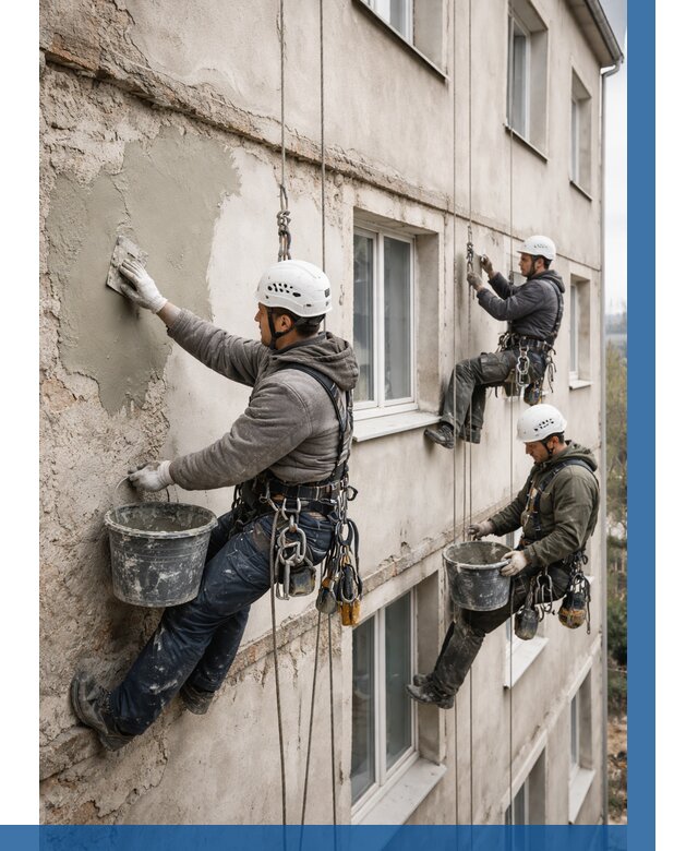 Ремонт штукатурного фасада в Кашире от 781 р. под ключ | ВЫСОТНИК-Кшр