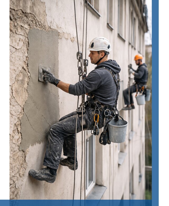 Восстановление штукатурки фасада в Кашире от 1250 р. | ВЫСОТНИК-Кшр