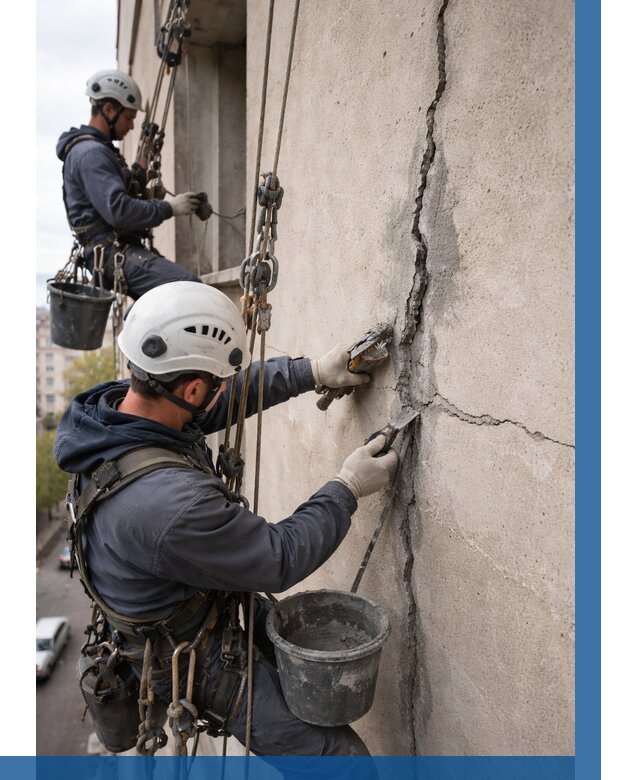 Заделка трещин на фасаде в Кашире от 937 р. | ВЫСОТНИК-Кшр