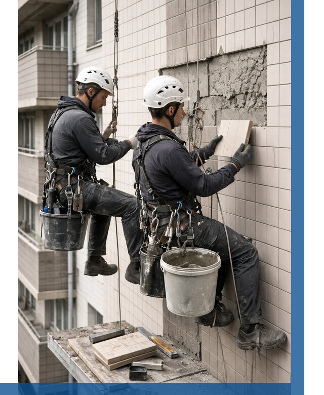 Ремонт облицовки фасада плиткой в Кашире от 1875 р. | ВЫСОТНИК-Кшр