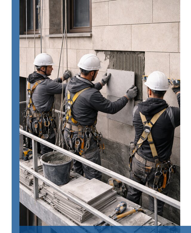 Ремонт облицовки фасада плиткой в Кашире с гарантией