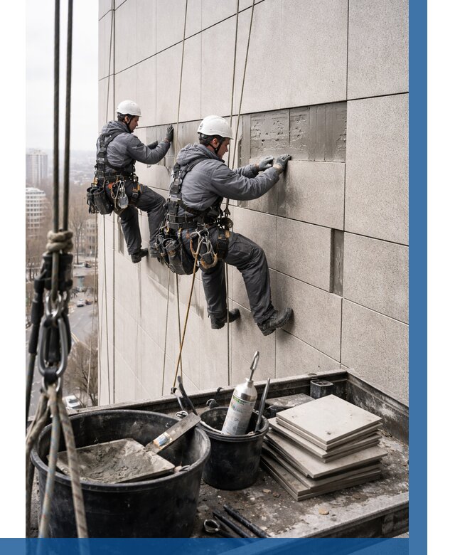 Ремонт фасада из керамогранита в Кашире от 2604 р. | ВЫСОТНИК-Кшр