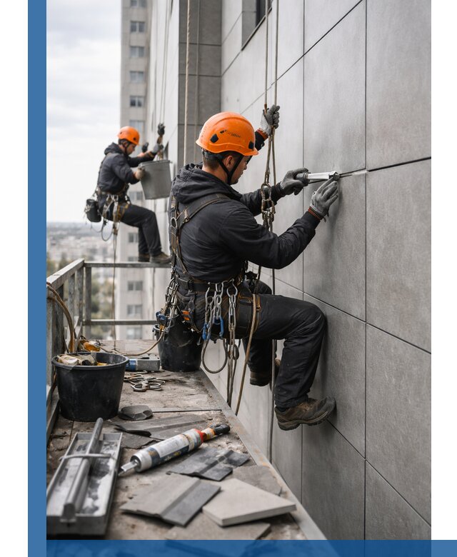 Профессиональный ремонт фасада из керамогранита в Кашире