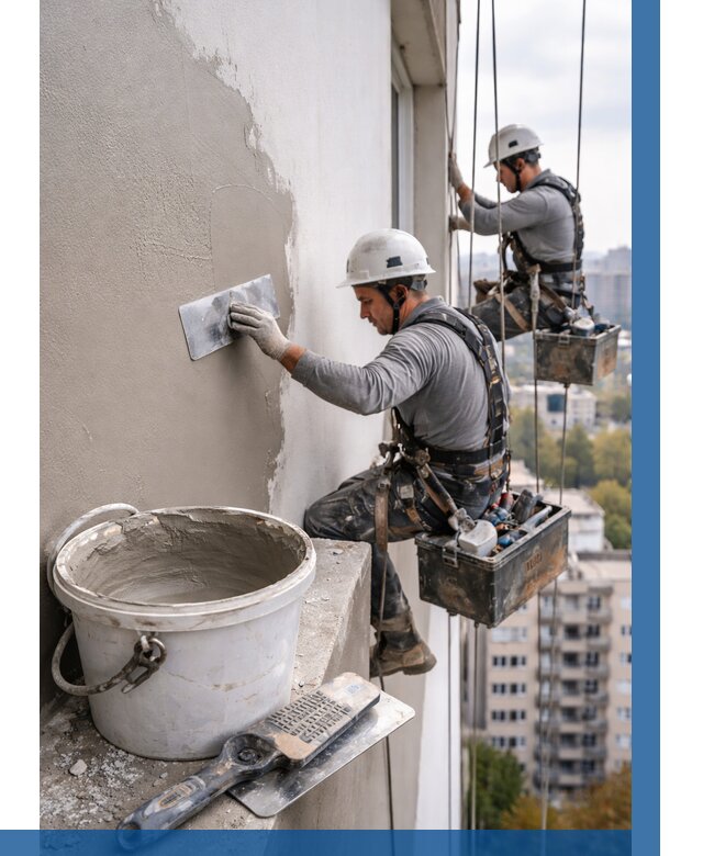 Шпаклевка фасада на высоте в Кашире от 729 р. | ВЫСОТНИК-Кшр