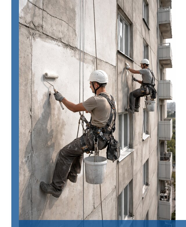 Покраска бетонного фасада в Кашире для жилых и промышленных объектов