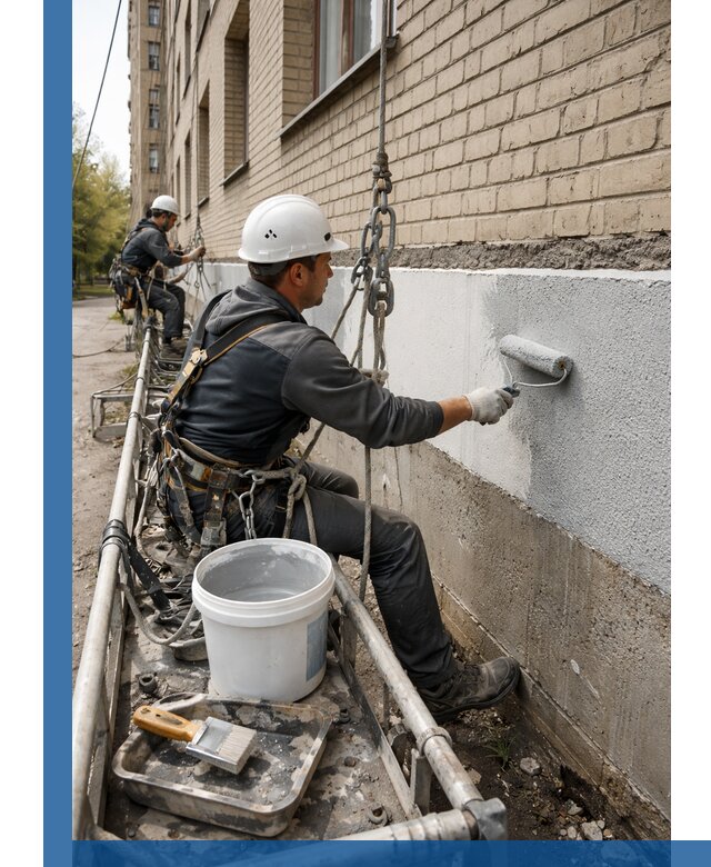 Окраска цоколя здания в Кашире профессионально и надежно