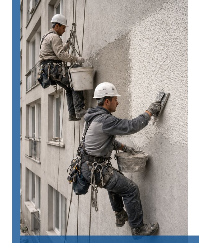 Нанесение декоративной штукатурки короед на фасад в Кашире