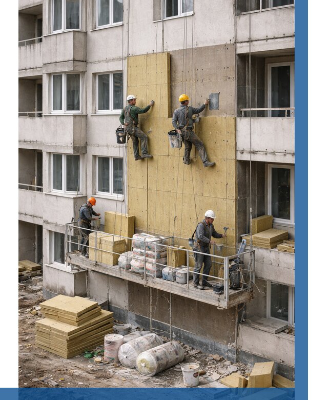 Утепление фасада минватой в Кашире от 1562 р. | ВЫСОТНИК-Кшр