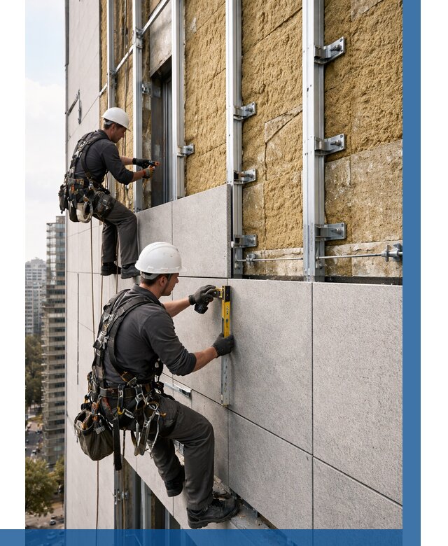 Монтаж вентилируемого фасада в Кашире от 3645 р. | ВЫСОТНИК-Кшр