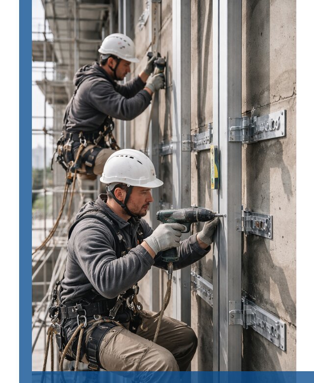 Монтаж и крепление подсистемы вентфасада в Кашире