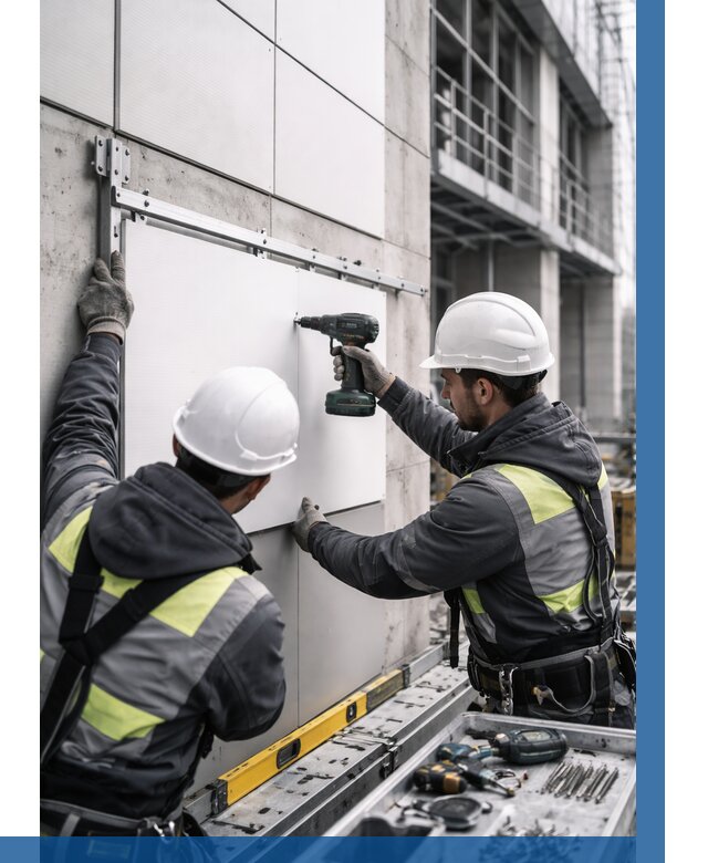 Монтаж композитных панелей фасада в Кашире от 2604 р. | ВЫСОТНИК-Кшр