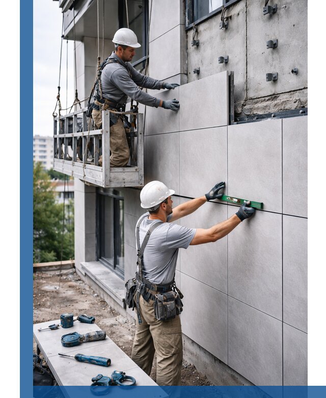 Монтаж керамогранита на фасад в Кашире под ключ с гарантией качества