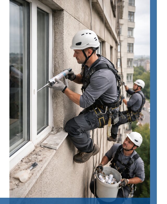 Герметизация оконных швов снаружи в Кашире от 1562 р. | ВЫСОТНИК-Кшр