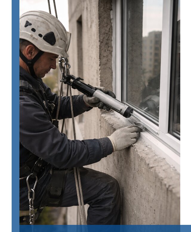 Герметизация оконных швов снаружи в Кашире профессионально