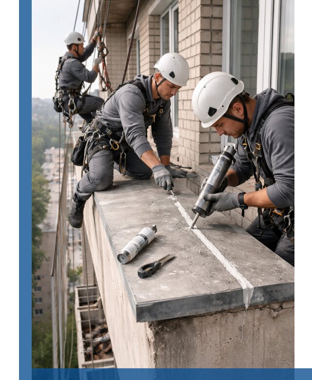 Герметизация балконного козырька в Кашире профессионально