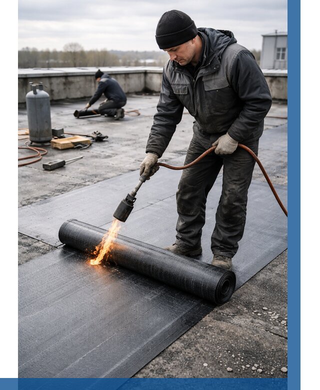 Ремонт наплавляемой кровли в Кашире от 729 р. | ВЫСОТНИК-Кшр