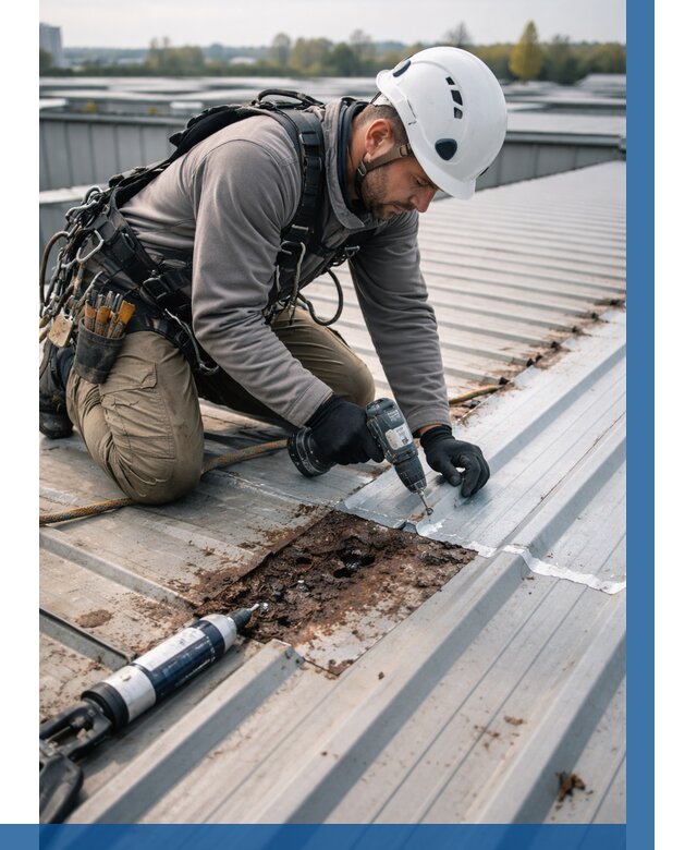 Ремонт профнастила на кровле в Кашире от 729 р. | ВЫСОТНИК-Кшр