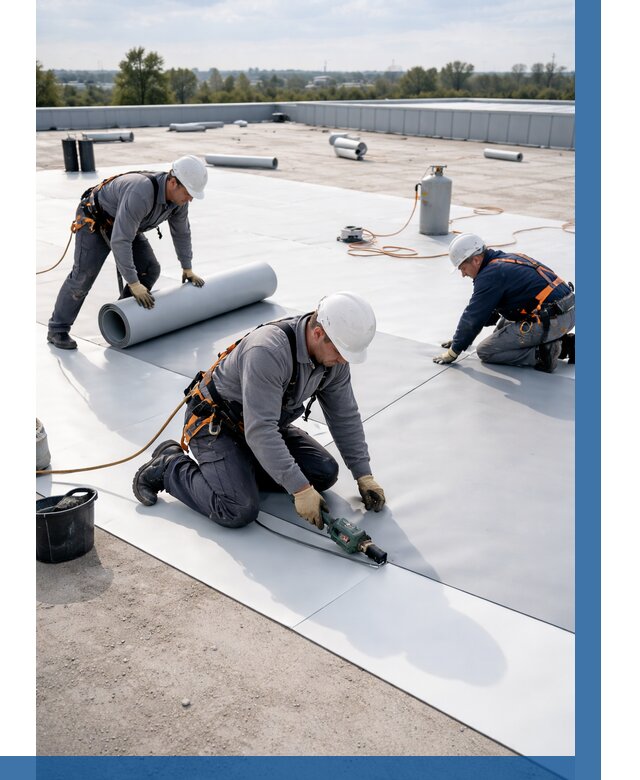 Монтаж мембранной кровли под ключ в Кашире от 1250 р. | ВЫСОТНИК-Кшр