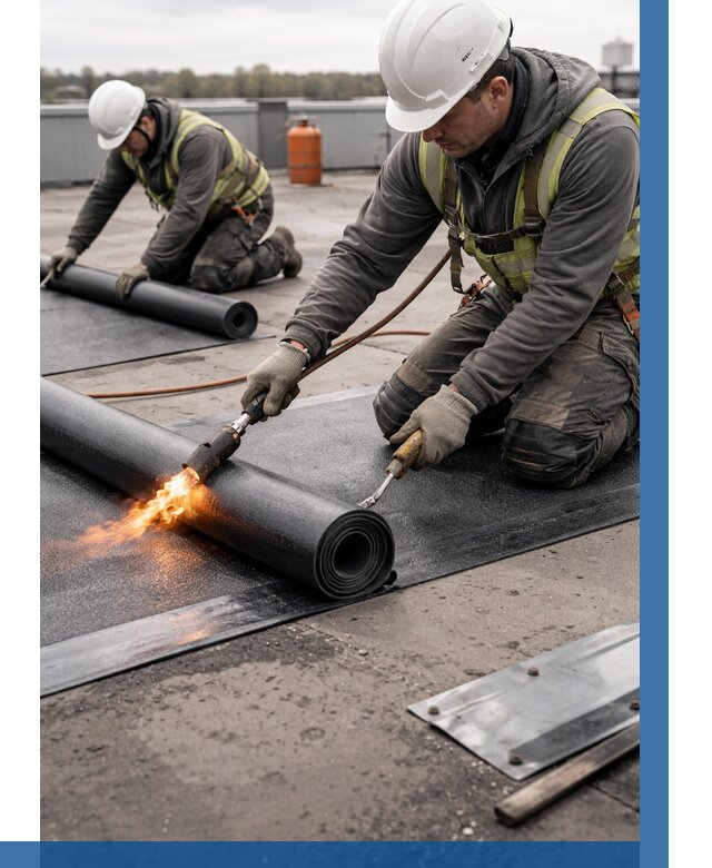 Монтаж наплавляемой кровли в Кашире от 885 р. — ВЫСОТНИК-Кшр