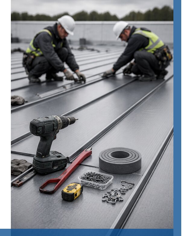 Монтаж фальцевой кровли в Кашире от 1875 р. | ВЫСОТНИК-Кшр