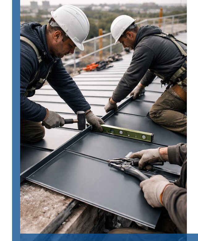 Монтаж фальцевой кровли в Кашире для промышленных зданий