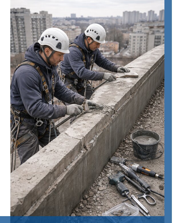 Ремонт парапета на кровле в Кашире от 1562 р. | ВЫСОТНИК-Кшр