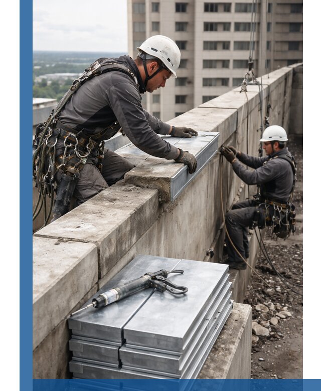 Замена парапетных крышек и установка новых в Кашире