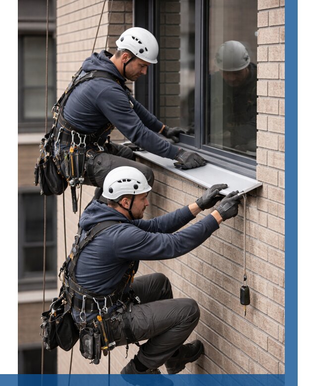 Монтаж оконных отливов под ключ в Кашире от 3645 р. | ВЫСОТНИК-Кшр