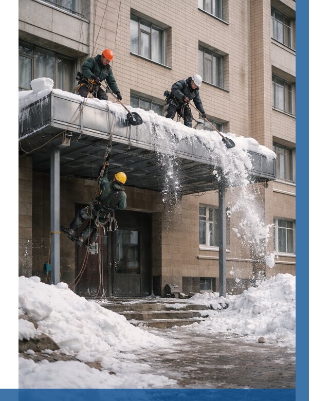 Очистка козырьков от снега в Кашире от 3645 р. | ВЫСОТНИК-Кшр