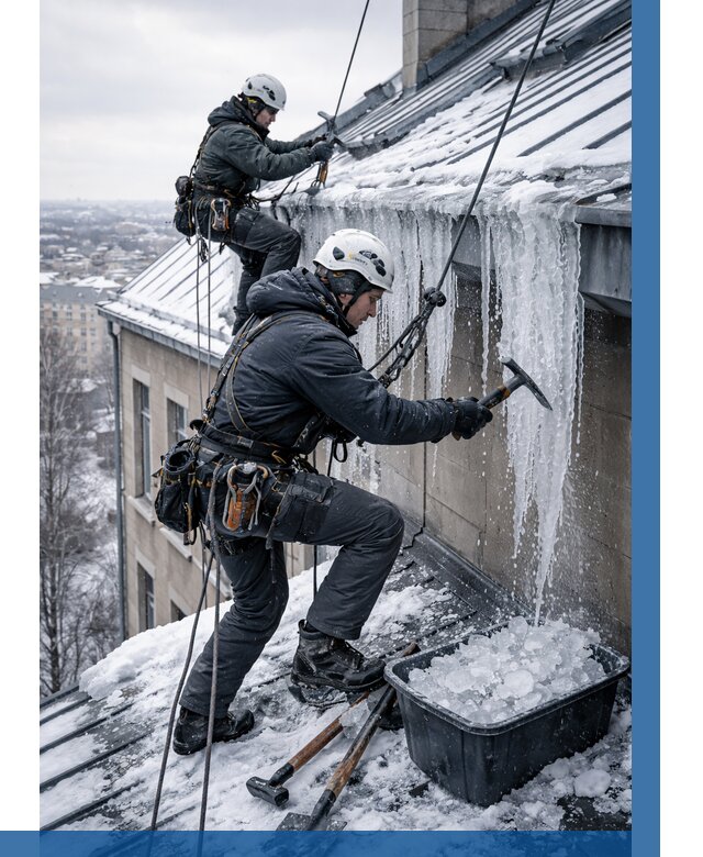 Удаление наледи с кровли в Кашире от 5728 р. | ВЫСОТНИК-Кшр