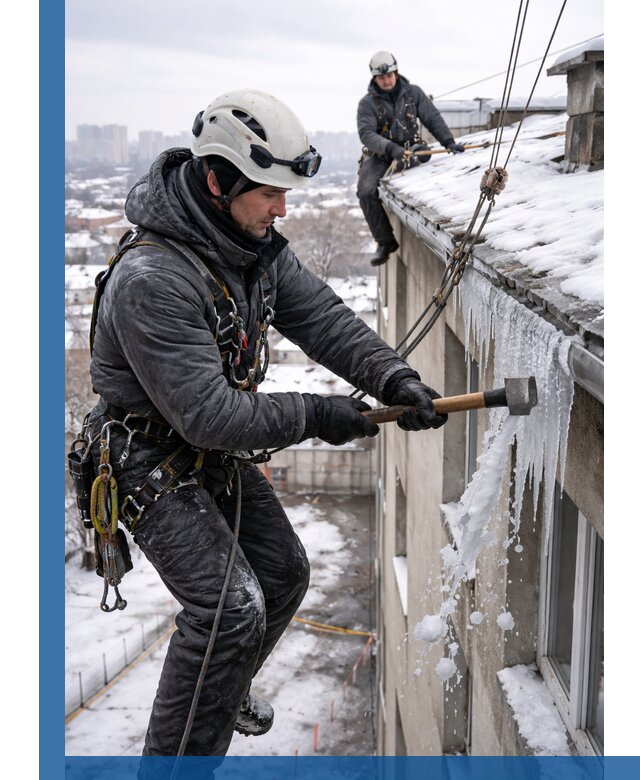Сбивание и удаление сосулек с крыши в Кашире безопасно