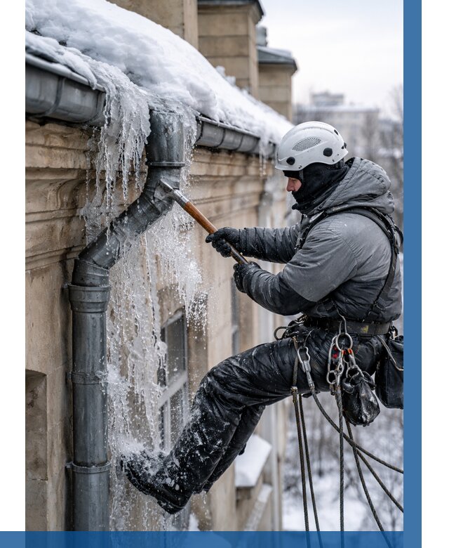 Очистка водостоков от льда в Кашире от 3645 р. | ВЫСОТНИК-Кшр