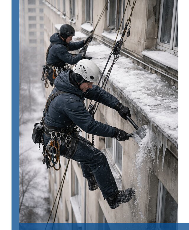 Удаление наледи и сосулек с карнизов в Кашире профессионально