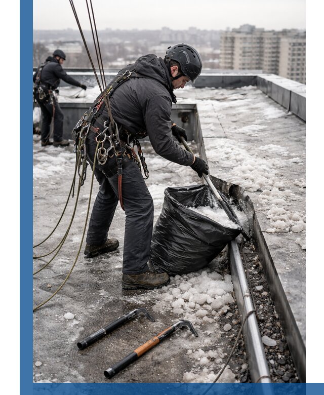 Аварийная очистка кровли в Кашире от промальпинистов