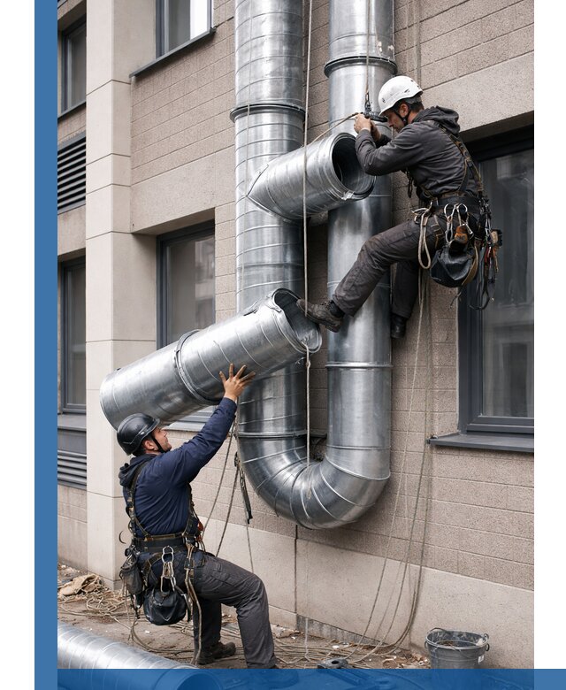 Монтаж фасадных воздуховодов в Кашире с герметизацией и крепежом