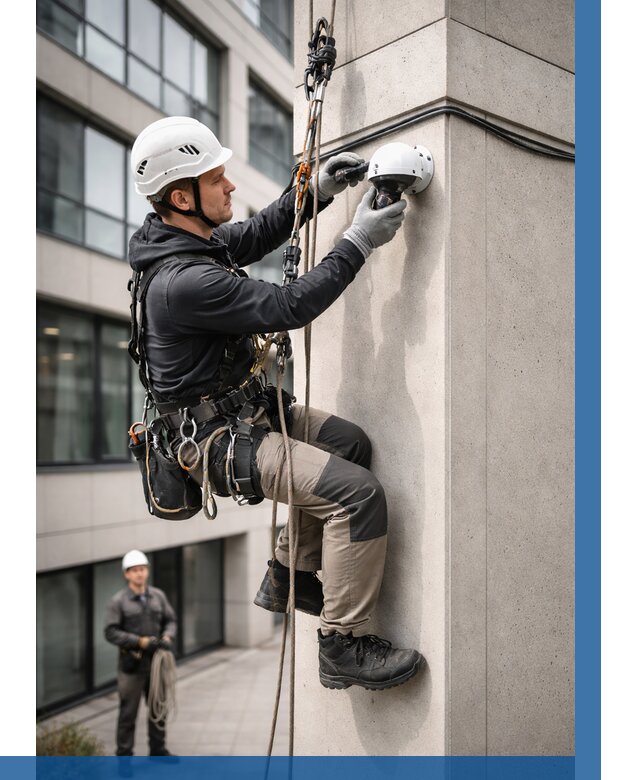 Монтаж камер видеонаблюдения на фасаде в Кашире от 8852 р.-ВЫСОТНИК-Кшр