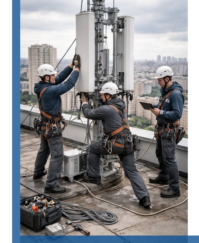 Монтаж антенн связи на крыше в Кашире с вводом в эксплуатацию