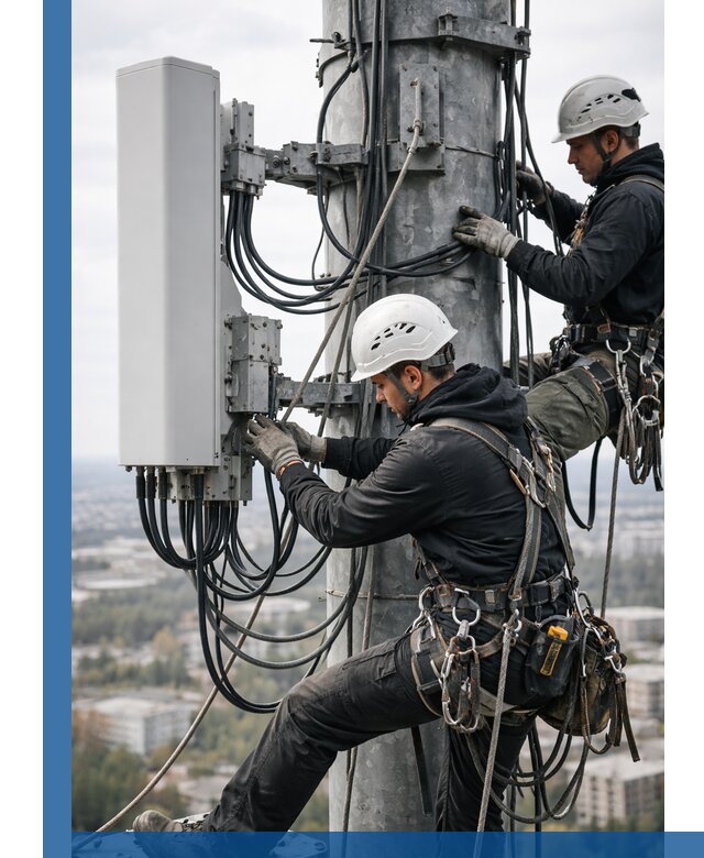 Монтаж оборудования связи на мачте в Кашире с пусконаладкой