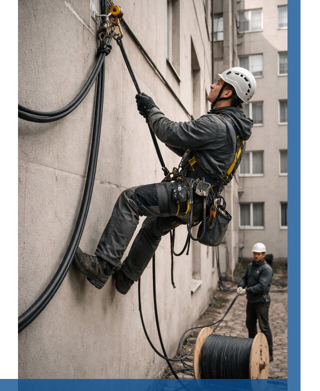 Протяжка кабеля питания на высоте в Кашире от 469 р. | ВЫСОТНИК-Кшр