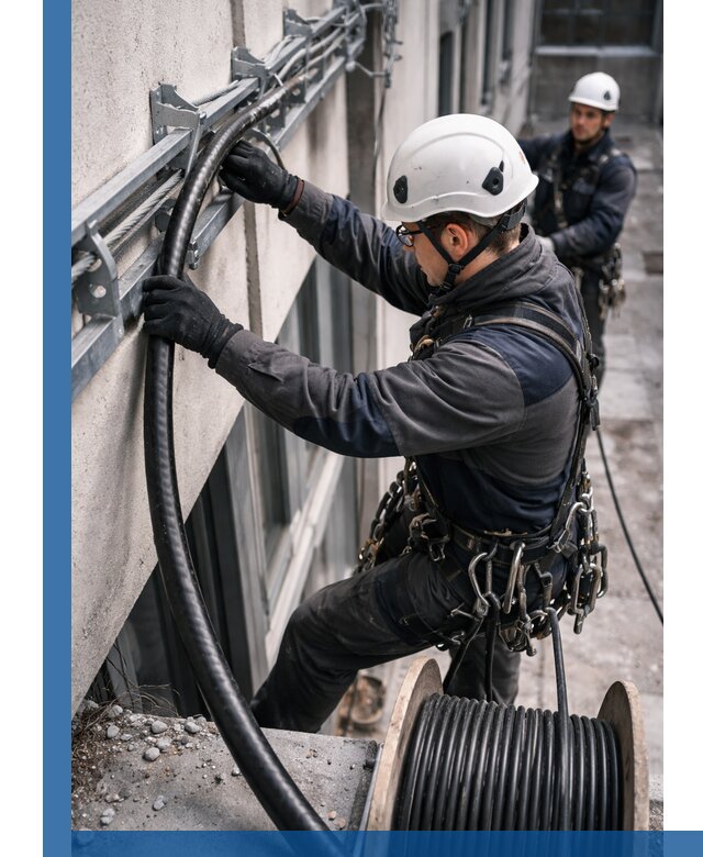 Протяжка кабеля питания на высоте в Кашире с гарантией безопасности и качества