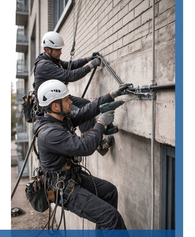 Крепление кабеля на фасаде в Кашире от 364 р. | ВЫСОТНИК-Кшр