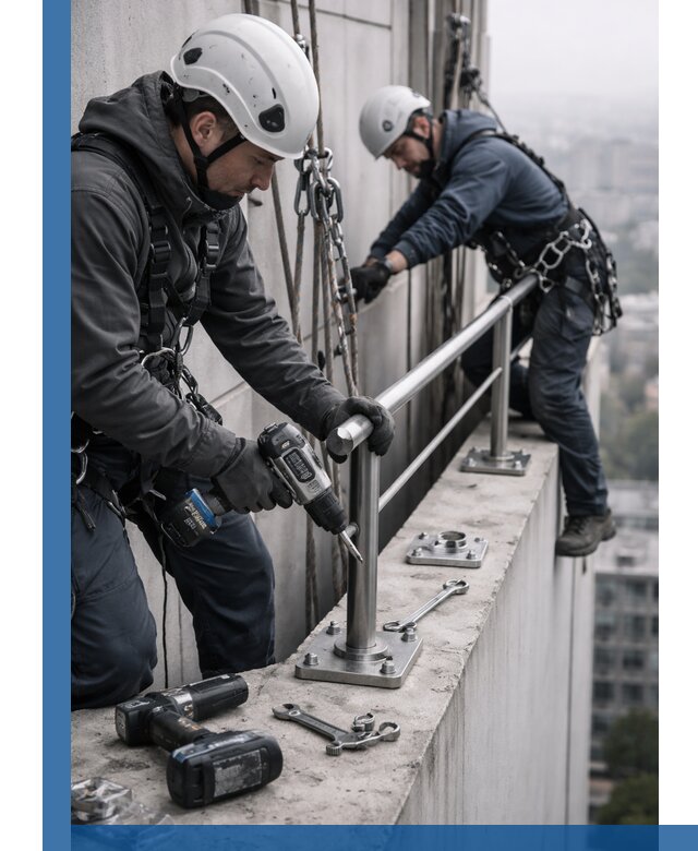 Монтаж перил на высоте в Кашире для жилых и промобъектов