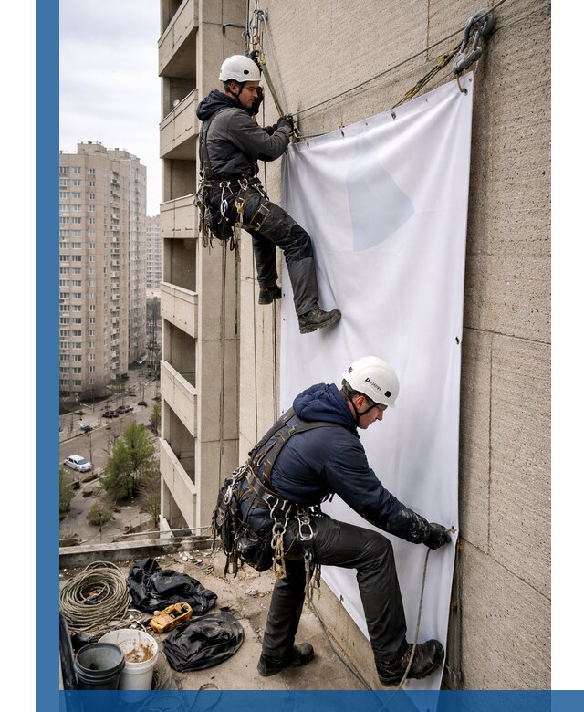 Профессиональный монтаж баннеров на фасаде в Кашире