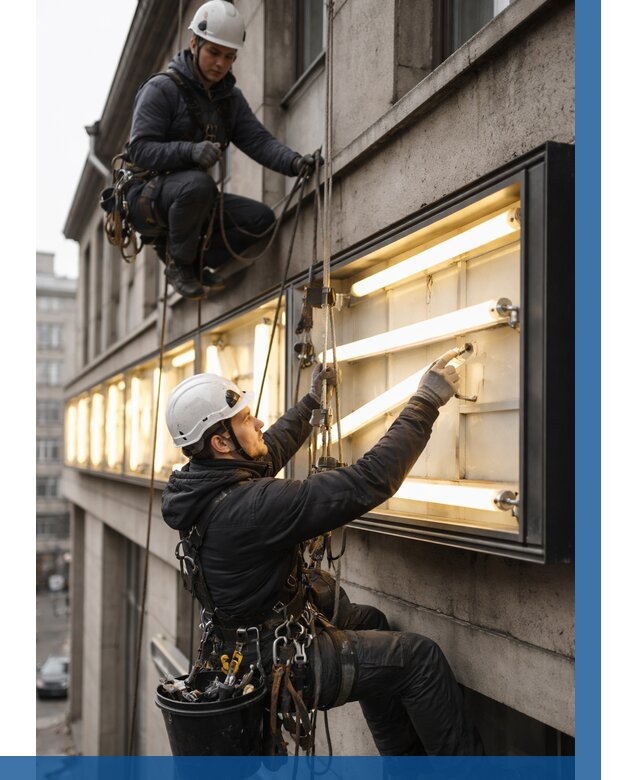 Замена ламп в вывеске в Кашире под ключ от 3645 р. | ВЫСОТНИК-Кшр