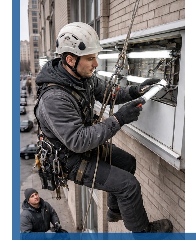Профессиональная замена ламп в наружной вывеске в Кашире